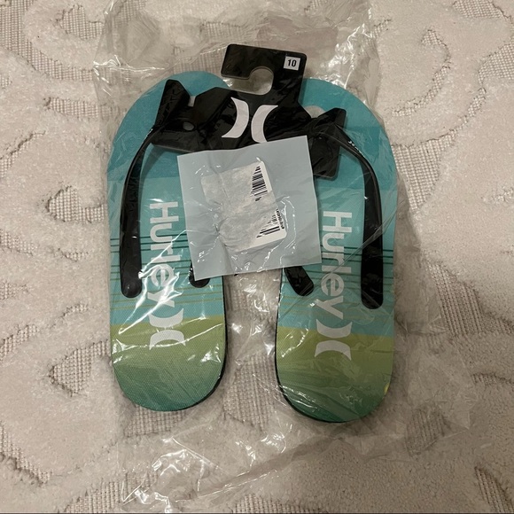 Hurley Green Black Classic Thong Flip Flop Sandal Size 10 NEW - Picture 1 of 3